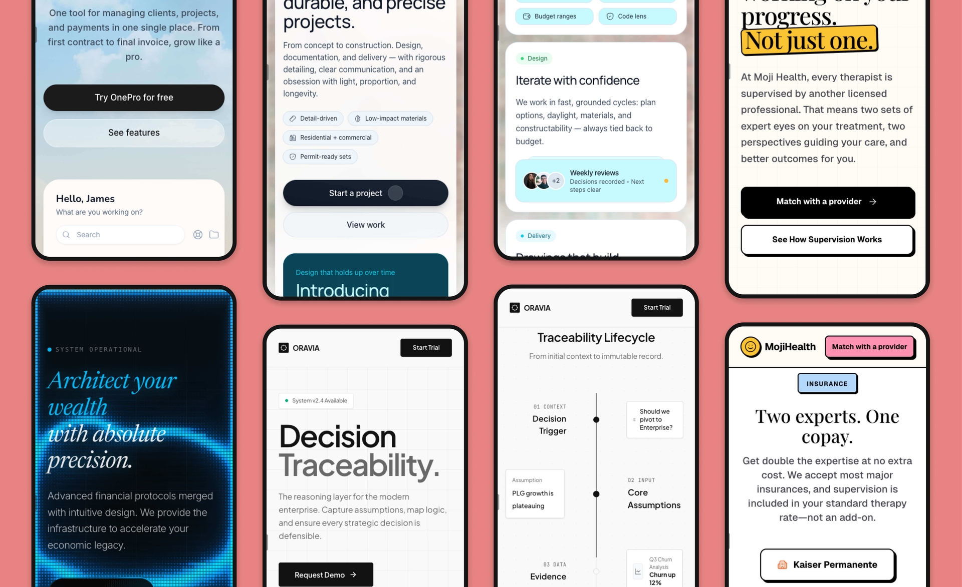 Landing page showcase mobile