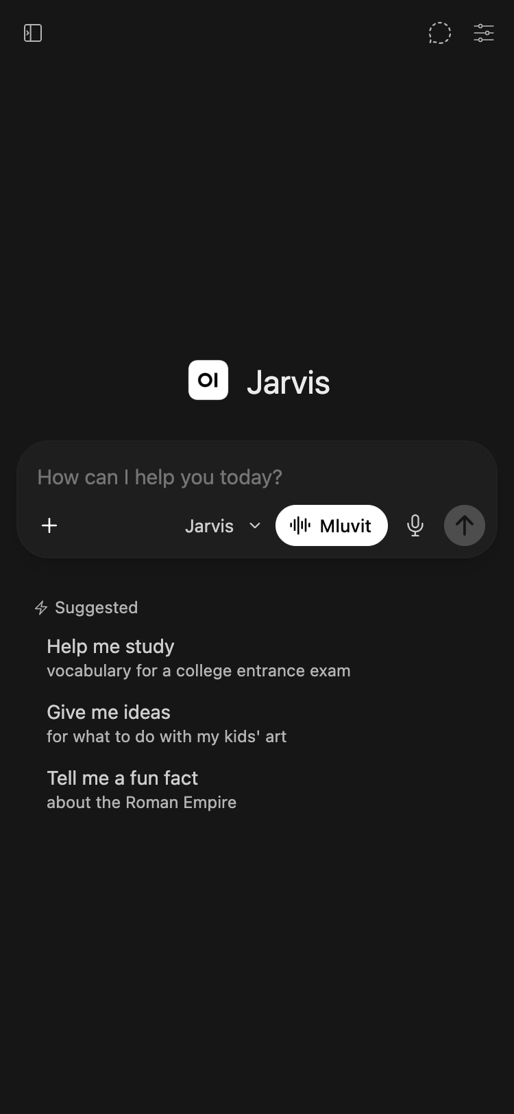 Mobile view of the chat with the “Mluvit” (Talk) button in the message field