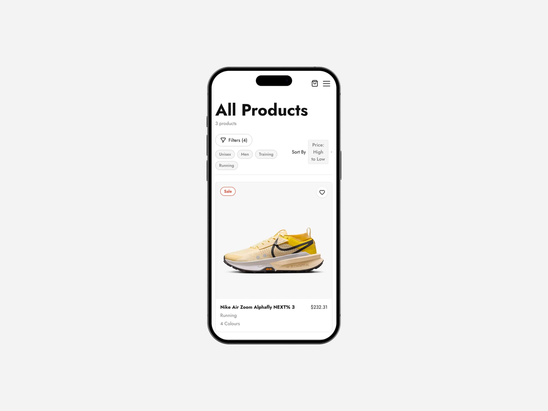 Product listing mobile mockup
