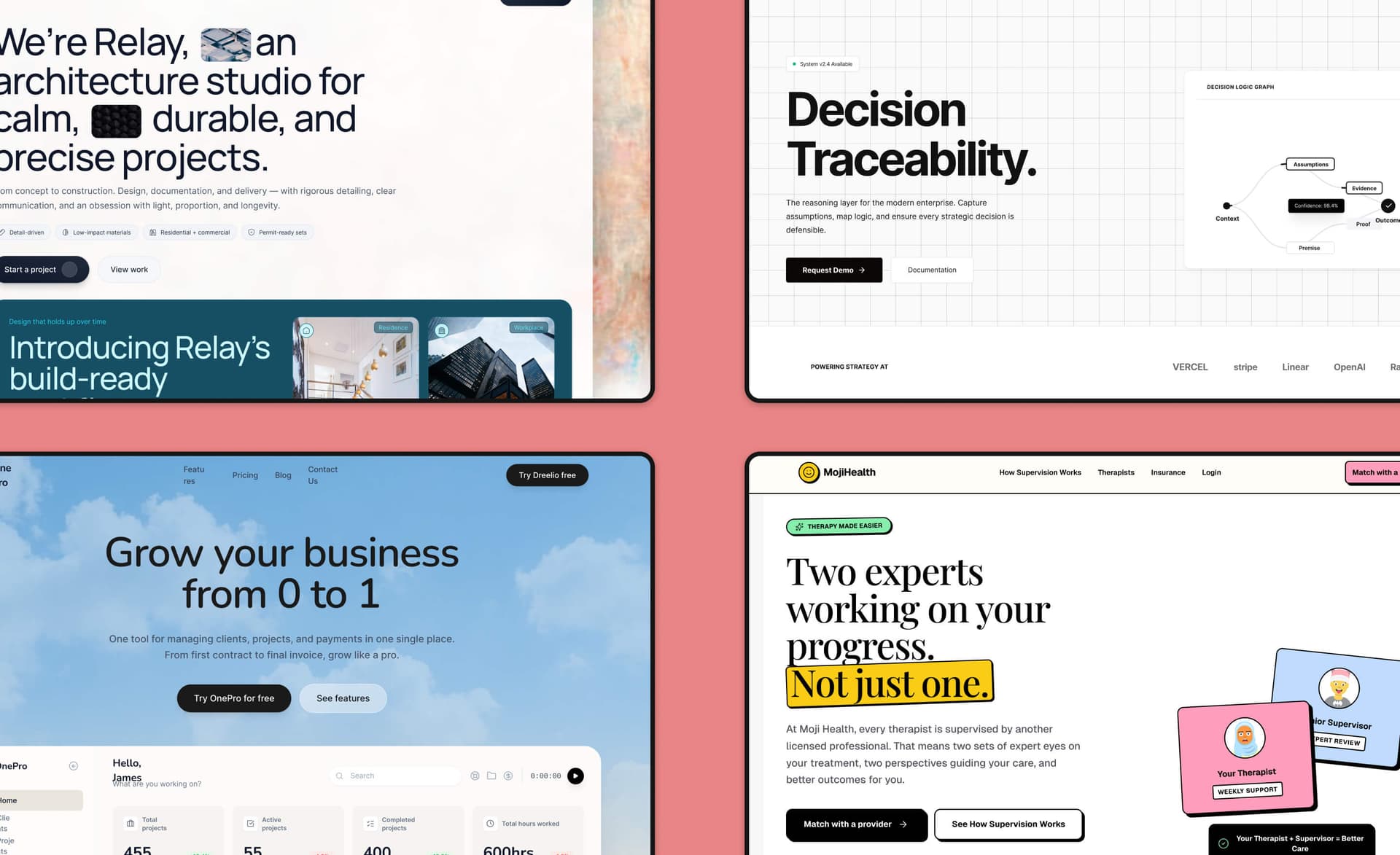 Landing page showcase desktop